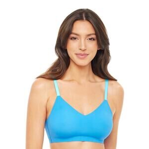 No Boundaries Bonded Bralette V-Neck Padded Wirefree Blue Teal Juniors S‎